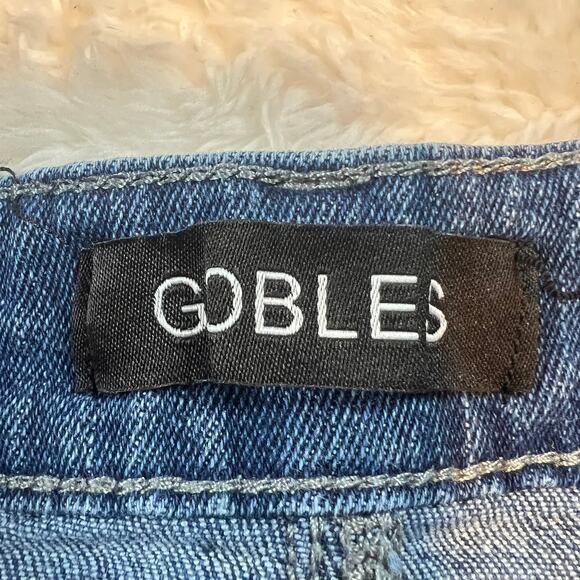 Gobles Mid Waist‎ Zipper Closure Frayed Raw Hem Ripped Mini Denim Skirt Medium - Picture 6 of 12